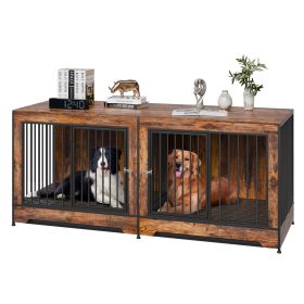 VEVOR 75" Dog Crate Furniture for 2 Dogs, Extra Large Double Dog Crate Furniture Large Breed with Divider & Double Doors VEVOR 75" Dog Crate Furniture for 2 Dogs, Extra Large Double Dog Crate Furniture Large Breed with Divider & Double Doors